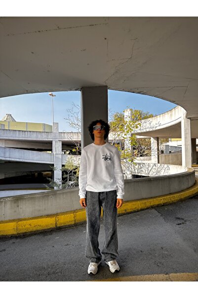 Genel Markalar Basic Stussy Beyaz Günlük Sweatshirt