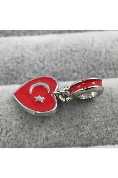 Frilly Turkish Flag Patterned Charm Suitable for All Charm Bracelets
