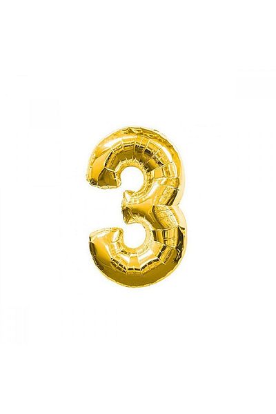 partideyince 3 Number Foil Balloon Gold
