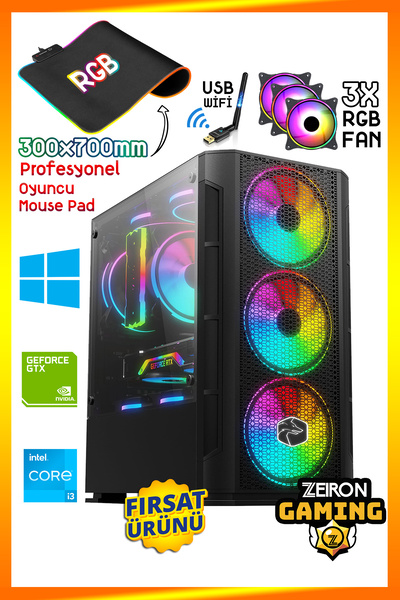 Zeiron Gravel X40 i3-10100F 16gb DDR4 1tb SSD Gtx1650 Oyuncu Masaüstü Bilgisayar