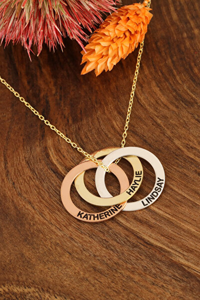 HomSilverjewelry 925 Ayar Gümüş Kişiye Özel Isimli Halka Tasarımlı Kadın Kolye