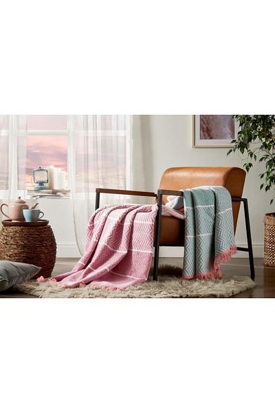 Özdilek Cotton Colorida Pink Double Blanket