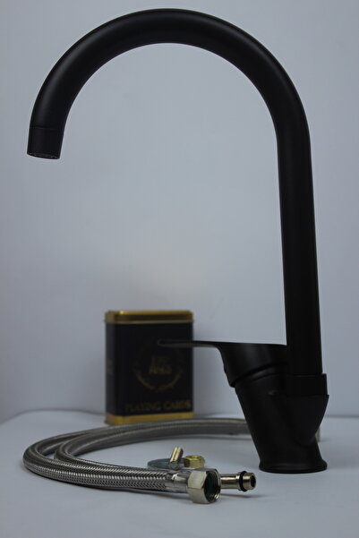 tesitay Siyah Mutfak Bataryası Eviye Musluğu Musluk Armatür Komple Pirinç Bas...