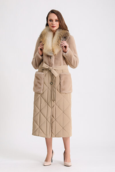 Leather Club Koyu Bej Aksesuarlı Kaban