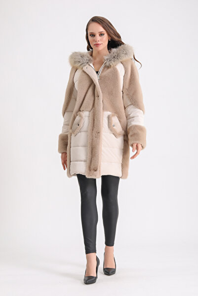 Leather Club Krem Fox Aksesuarlı Destiny Garnili Alcantara Kaban