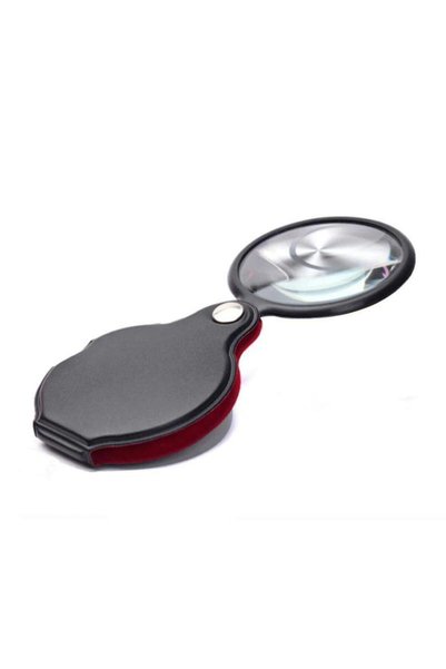 LEIDORY 6x Mini Cep Katlanır Büyüteç Deri Kılıflı Cam Lensli 45 Gr Okuma Lüp