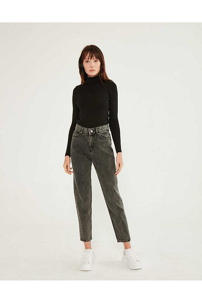 DRC trend Mademoiselle Women's Smoked High Waist Soft Touch Relaxed Cut Mom Jean Jeans