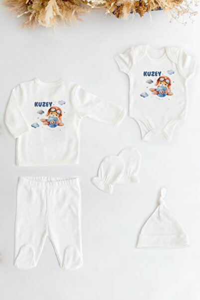 Lilabio %100 Organik I?sme Özel 5li Hastane Çıkışı Alt Üst Takım Set