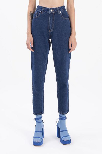 DRC trend Sudee Blugi Mom de damă, albastru închis, pantaloni din lycra cu talie înaltă, din denim, foarte elastici