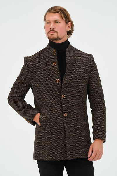VALUE Мъжко кашмирено палто Slim Fit - Кафяво, Яке, Палто