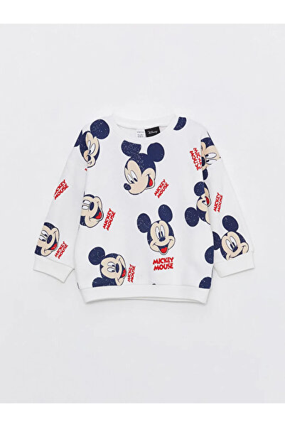 LC Waikiki LCW baby Bisiklet Yaka Uzun Kollu Mickey Mouse Baskılı Erkek Bebek Sweatshirt ve Eşofman Alt 2'li