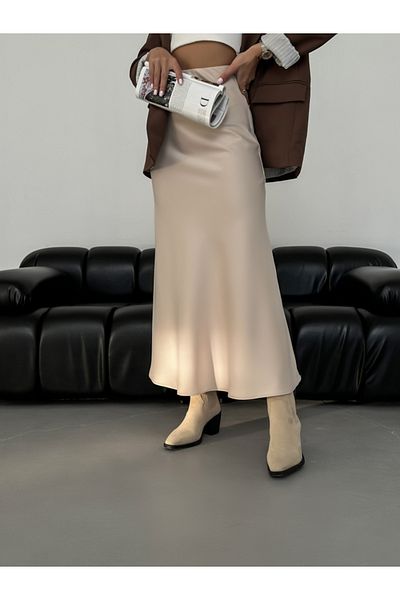 Elif Özbey Butik Fusta lungă din satin Stone