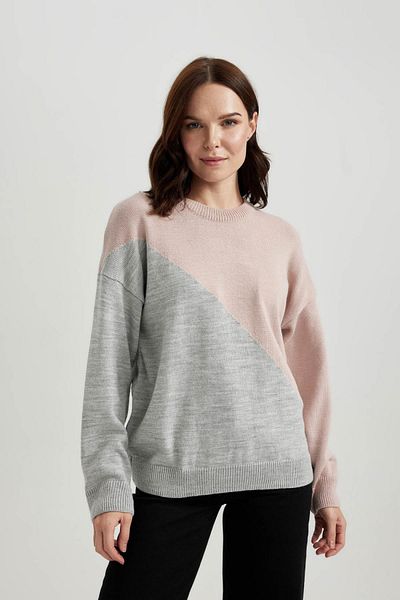 DeFacto Pulover cu decolteu elastic Relax Fit Color Block B5215ax23wn