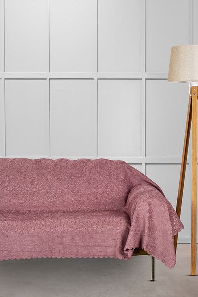 VELERDE HOME Αντιολισθητικό κάλυμμα καναπέ Jacquard Chenille Σάλι Τυπικό πλάτος 175cm x μήκος 300cm Κλείσιμο στα μπράτσα Ανοιχτό τριαντάφυλλο