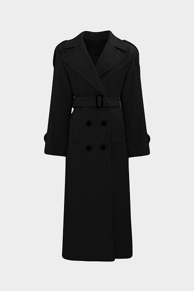 Açelya Okcu Premium Epaulet Detailed Double Breasted Slim Fit Women's Wool Coat with Flap