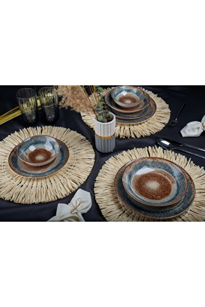 Eren Çini Seramiği Dijital Lüx Porselen 24 Parça Yemek Takımı, 6 Kişilik Yemek Takımı