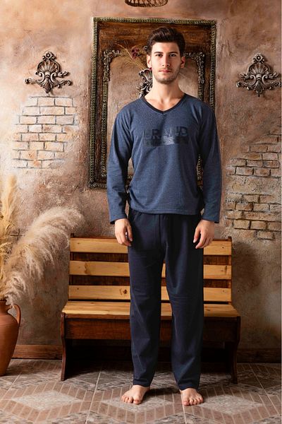Sude HOMEWEAR ΑΝΔΡΙΚΗ ΠΙΤΖΑΜΑ ΑΝΔΡΙΚΗ ΣΚΟΥΡΟ ΜΠΛΕ TKM