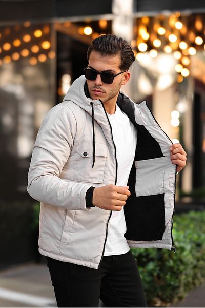 Rogyi Tekstil WATER AND COLD PROOF WINTER HOODED BLACK MEN'S WINTER COAT