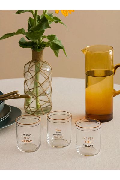 LC Waikiki LCW HOME Printed Glass 3-Piece Cup Set 350 Ml