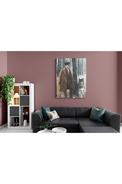 Atatürk Ve Kurt 70x100 Kanvas Tablo