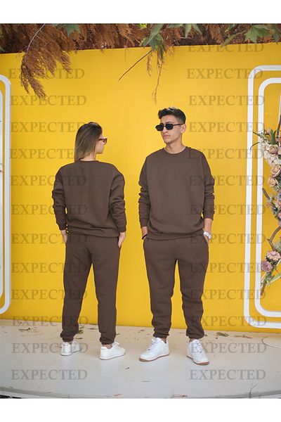 EXPECTED Καφέ Unisex Lover Couple Combination Hope Σετ φόρμας με στάμπα - 2 τεμάχια