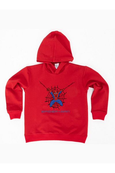 SPIDERMAN printed spiderman hooded cotton fabric children's sweatshirt