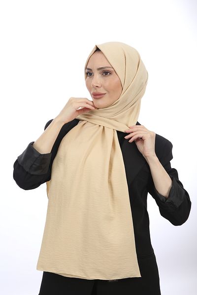Trablus Hijab Women's Cotton Crash Jazz Shawl Dark Beige