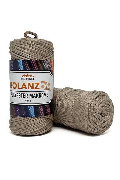 Bolanzoo Polyester Macrame Thread 2 Pieces 100gr Gray 3mm Knitting Thread