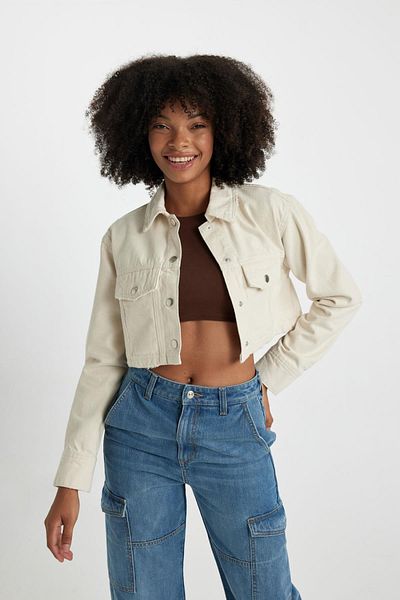 DeFacto Oversize Wide Fit Crop Gabardine Shirt Jacket B4208Ax23Au