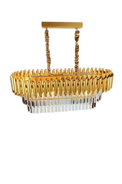 MATMAZEL AKSESUAR Avizade Roza Varaklı Gold 75x35 Cm Lik Kristal Taşlı Lüks Avize