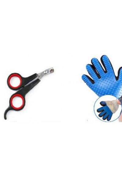 mrtbilisim Cat Dog Hair Crawling Brush Glove and Cat Dog Nail Clipper 2 Products in One