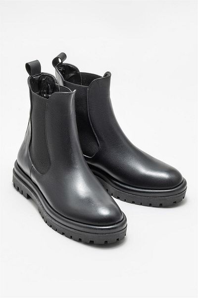 Elle Shoes Μαύρα Δερμάτινα Γυναικεία Casual Μποτάκια