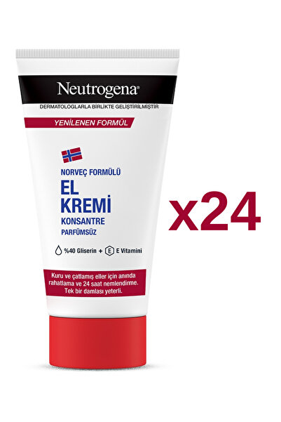 Neutrogena Konsantre Formül Nemlendirici Parfümsüz El Kremi 75 Ml 24 Adet