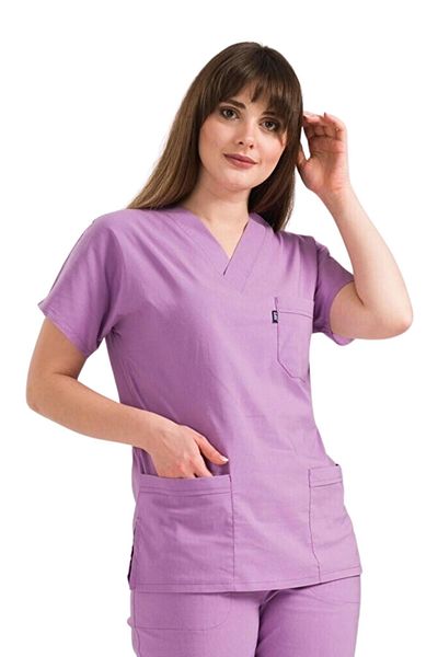 Class Üniforma Unisex Medical Unform Lilac Lycra Single Top Surgical Clothing for Doctor Nurse