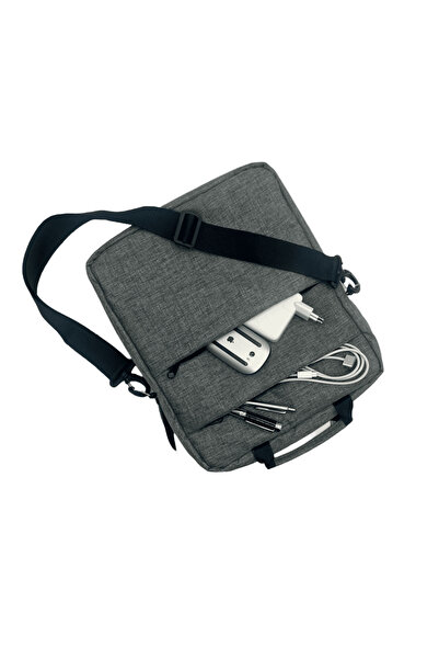 Differ Studio Комплект от 3 броя - 14-13,3-13 инча сива чанта за лаптоп, чанта с кръстосана презрамка и калъф за химикалки/козметика