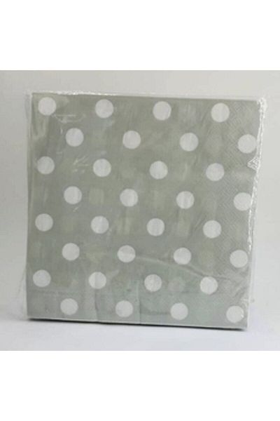Deniz Party Store Χαρτοπετσέτα Γκρι Πουά 33 cm 33 cm
