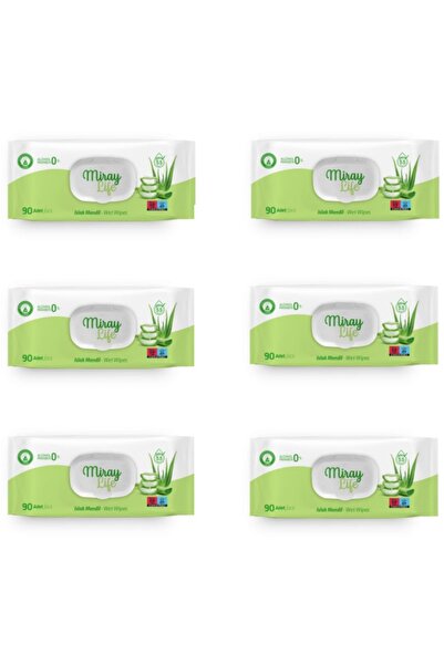 Mry Miray Life MİRAY LİFE ALOE VERA ISLAK HAVLU 90 LI 6 ADET