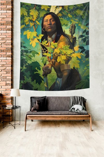 Latibule Native American Stain Resistant Fabric Wall Cover Wall Carpet Tapestry