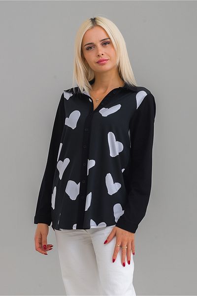 Bold & Young Cămașă de damă din țesătură tricotată din bumbac cu imprimeu oval față spate lycra
