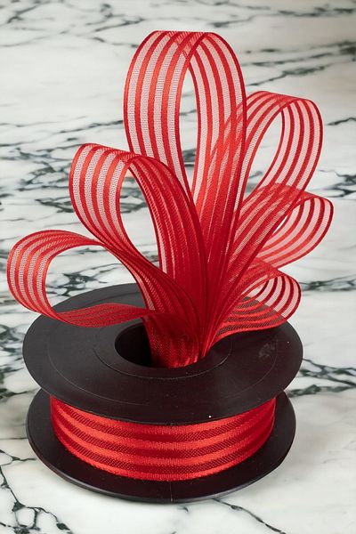 Prestij Boncuk Chiffon Red Ribbon 2.5 Cm Ribbon 20 Meters