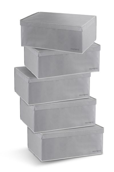 HOMENS Mega Size Box Scrap with Lid and Velcro Tape 5 Pieces 60X40X30