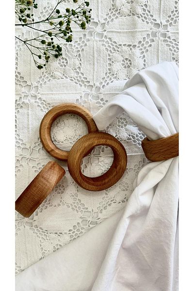 DECORİUM WOOD Дървени пръстени за салфетки, 6 броя
