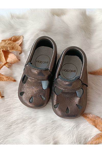 Hodore Wizy Copper Genuine Leather Baby Booties Moccasin