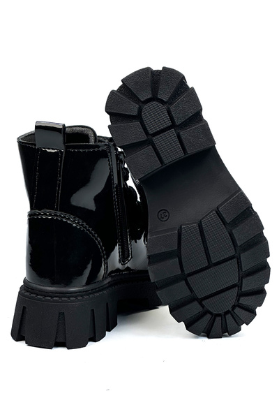 en7 Black Patent Leather Children's Boots 486