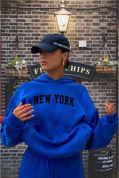 BENROMA Unisex φούτερ με στάμπα NEW YORK