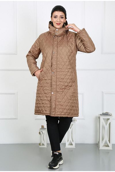 By Alba Collection Γυναικείο Mink Long Diamond Slice Καπιτονέ Plus Size