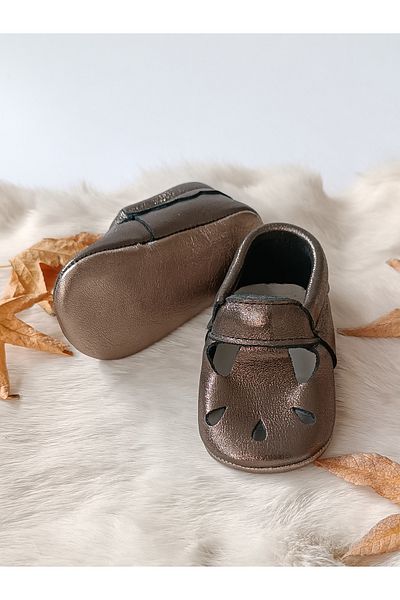 Hodore Wizy Copper Genuine Leather Baby Booties Moccasin