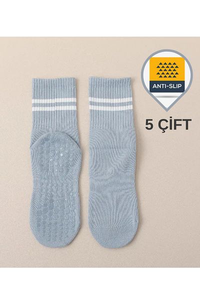 XTR Fitness 5 Pairs of Professional Non-Slip Soles for Yoga and Pilates Blue