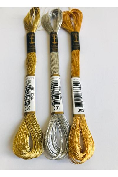 Anchor Mouline 3-Piece Tapestry Cross Stitch Embroidery Rope Sets Metallic Lame