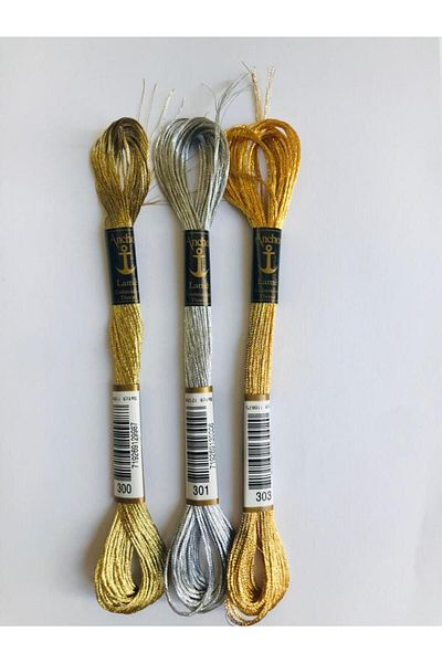 Anchor Mouline 3-Piece Tapestry Cross Stitch Embroidery Rope Sets Metallic Lame